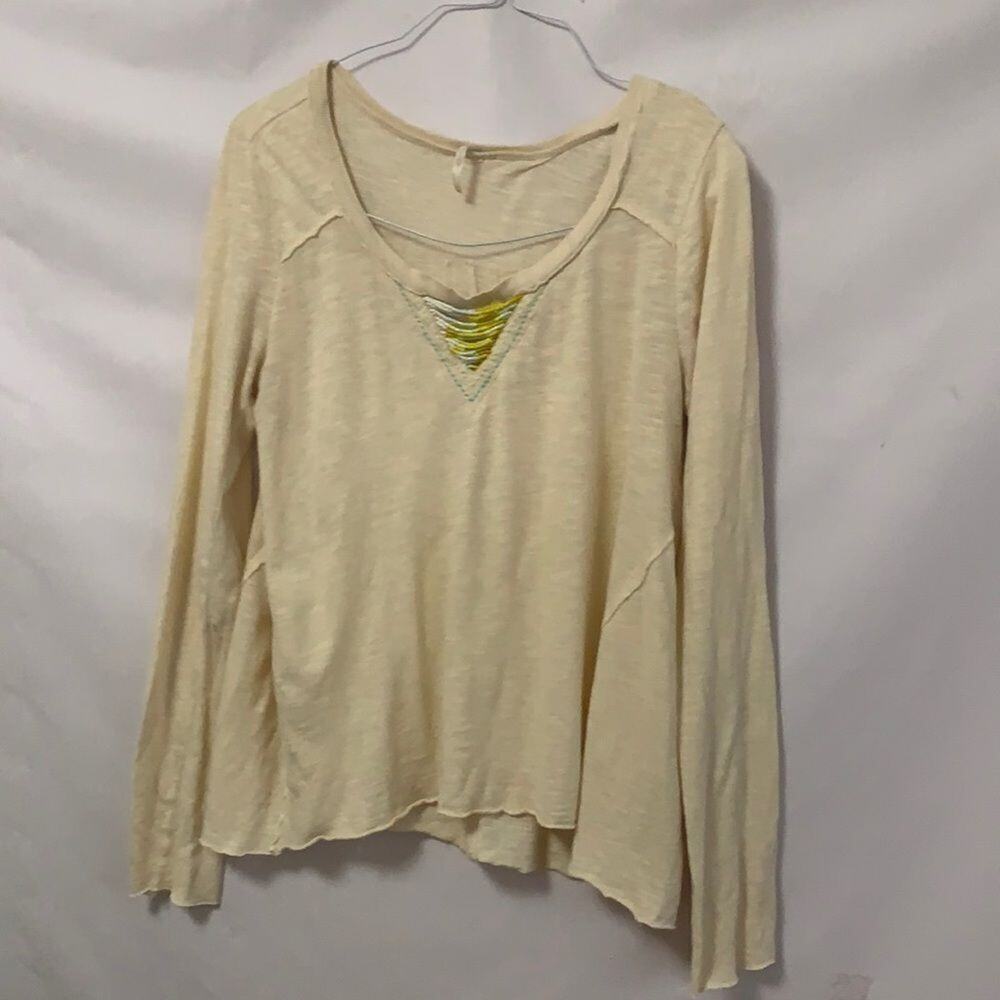 FREE PEOPLE BEADED LONG SLEEVE BLOUSE SIZE M